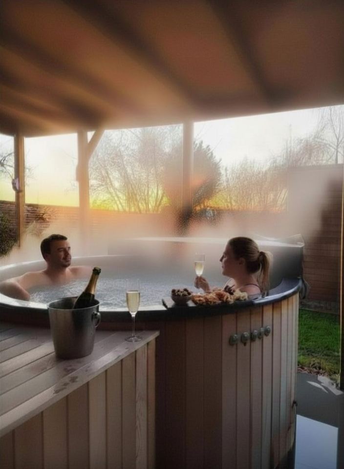 Jacuzzi privatif chauffé au bois du lodge Temps 1solite pour une escapade romantique près de Namur