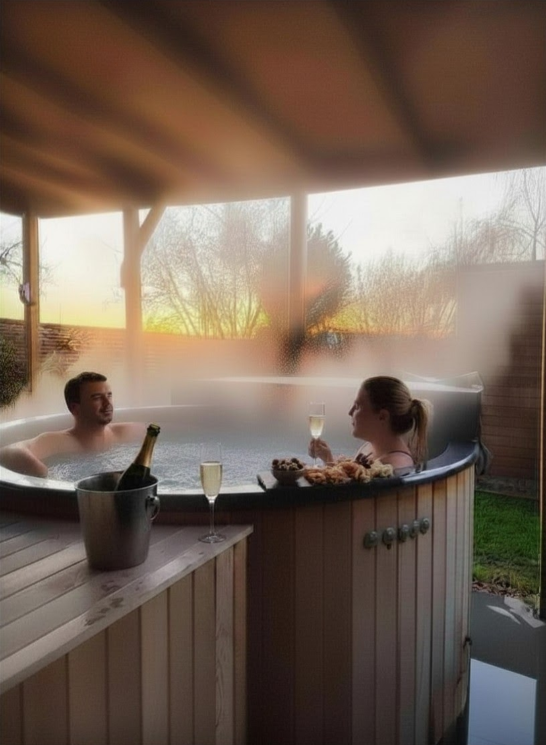 Jacuzzi privatif chauffé au bois du lodge Temps 1solite pour une escapade romantique près de Namur