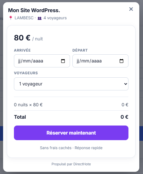 Widget de réservation pour location saisonnière : intégrez-le sur WordPress en 5 minutes